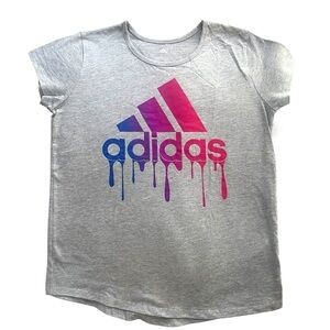 Adidas Kids Tee with Pink and Blue Drip Logo